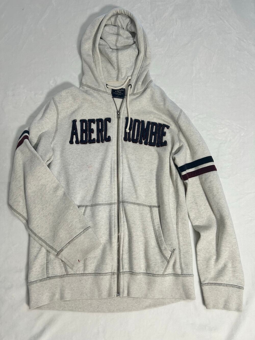 Abercrombie n Fitch Zip Up Hoodie Spellout Men's Large